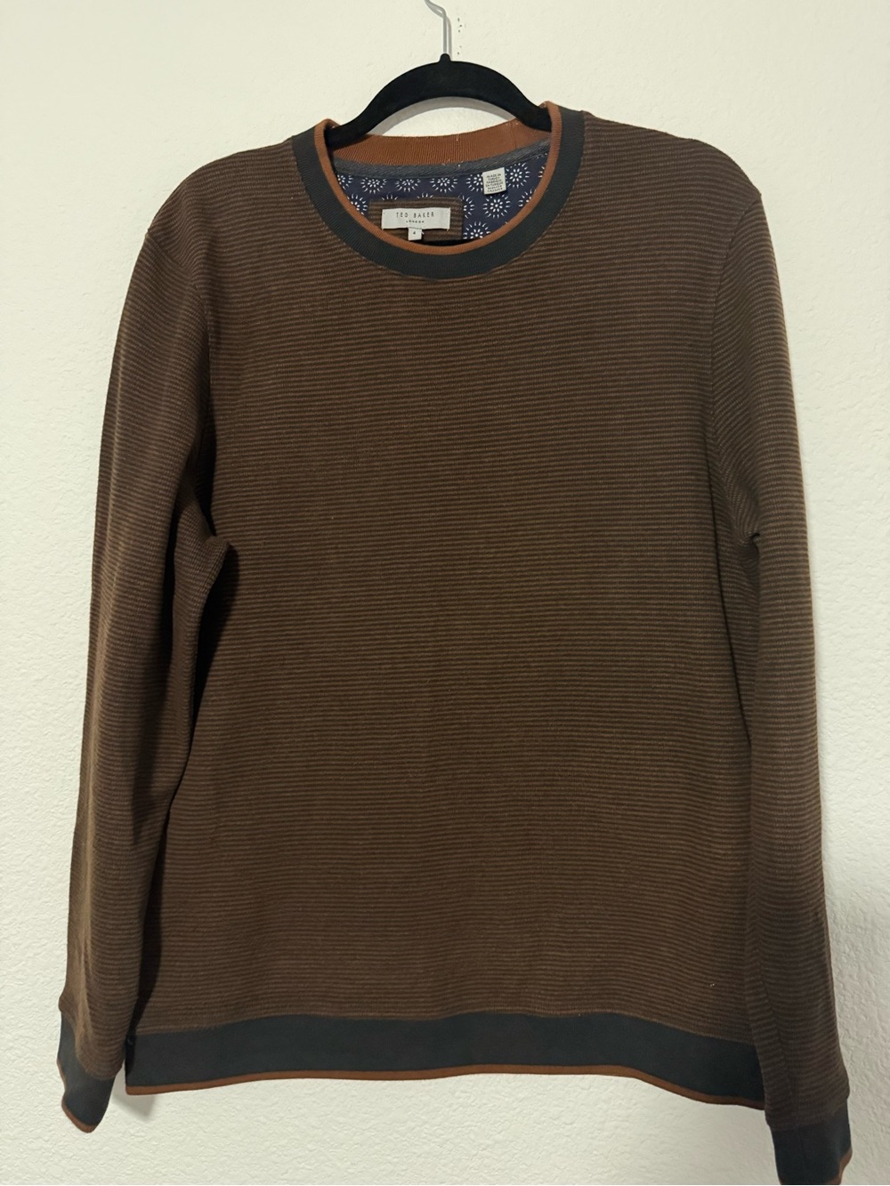 Ted Baker Brown Crewneck Sweater with Contrast Trim